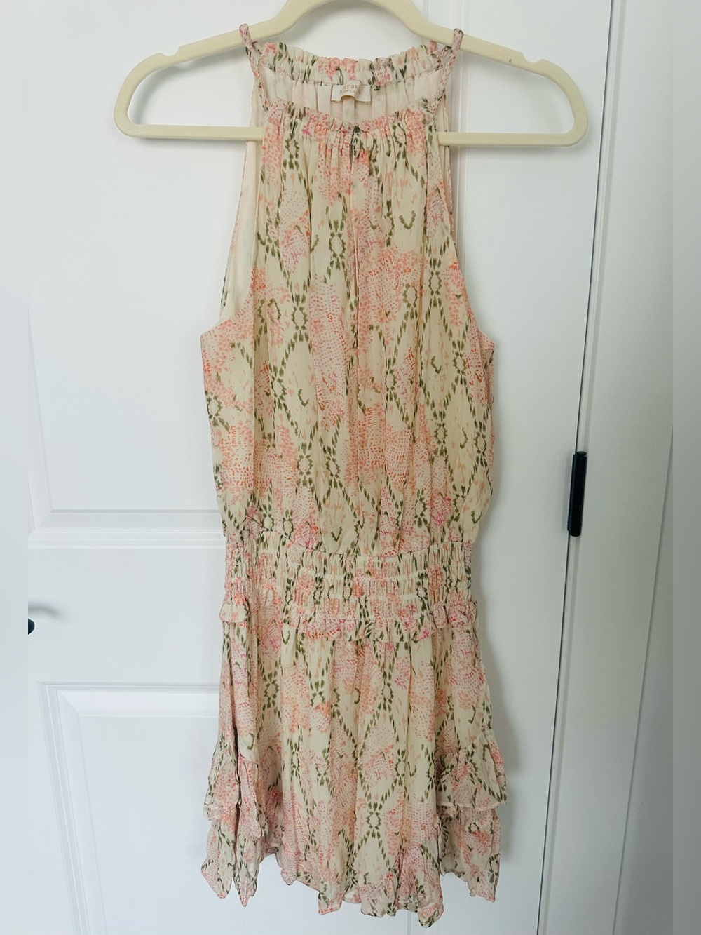 Ramy Brook Women's Cream Floral Mini Dress with Smocked Waist